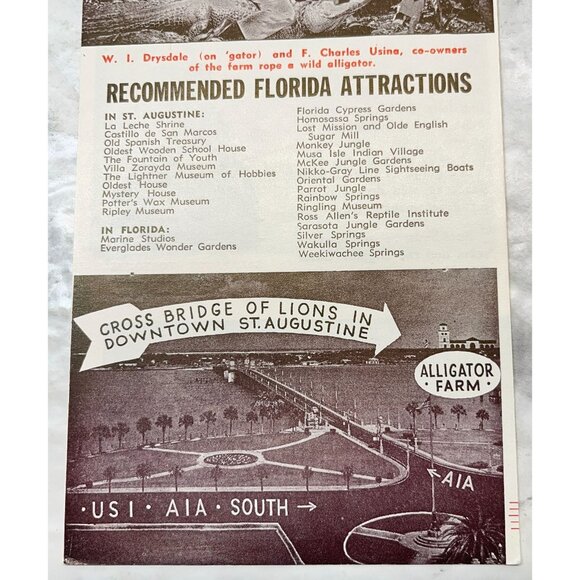 St Augustine Alligator Farm Brochure Florida Travel Souvenir Pamphlet Hwy A1A - Picture 5 of 6